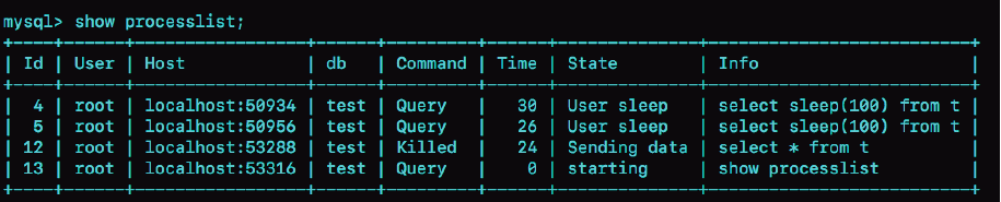 Mysql的kill命令