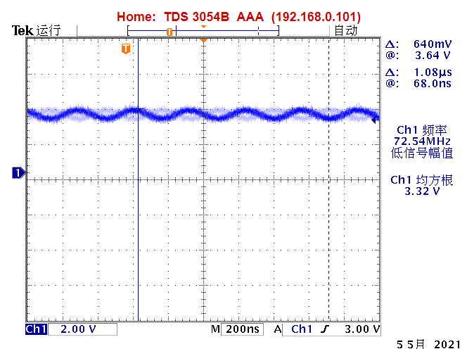 ▲ 在电子负载FZ35吸收250mA的情况下输出电压波形