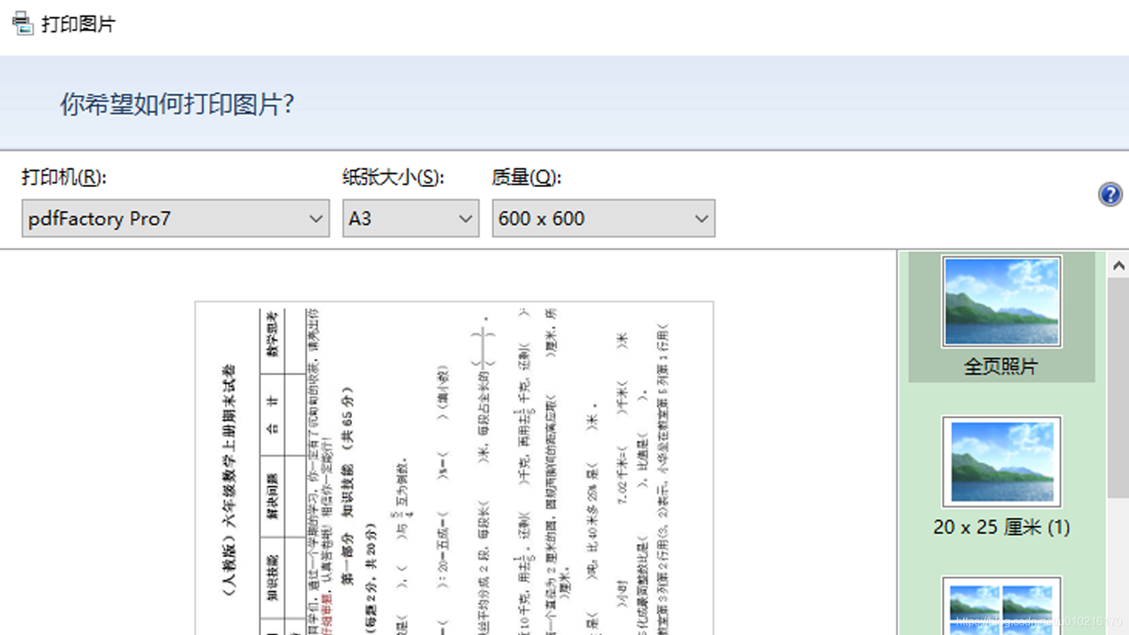 图1:打印图片界面