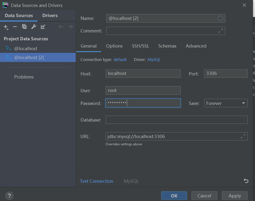 datagrip mysql url connection