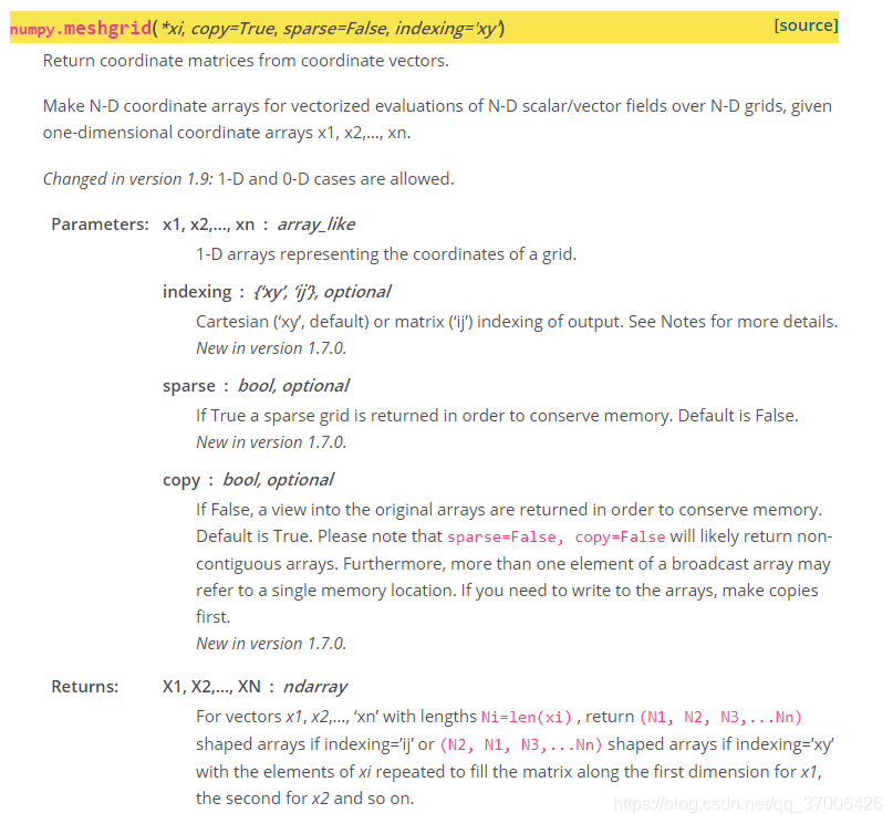 python np.meshgrid()函数-CSDN博客