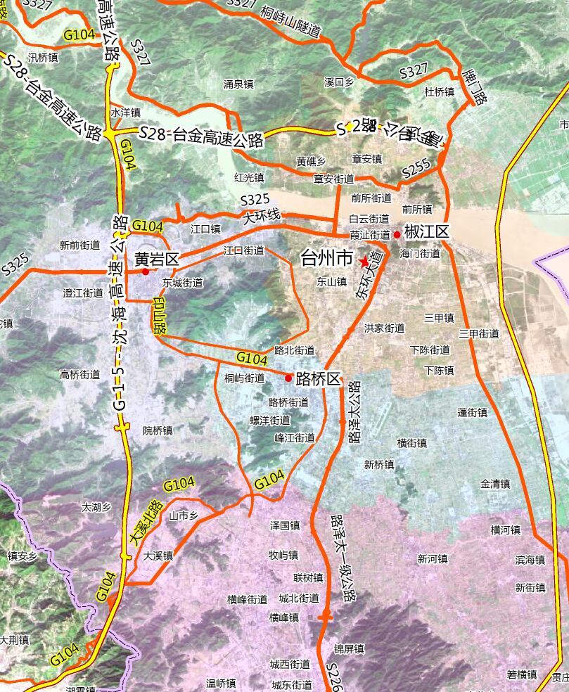 浙江省宁波温州台州绍兴卫星地图1省4市合一大高清图(2021年)