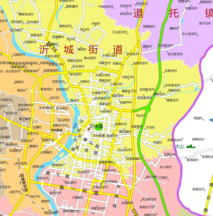 (沂水县地图)行政区划交通图高清矢量cdr