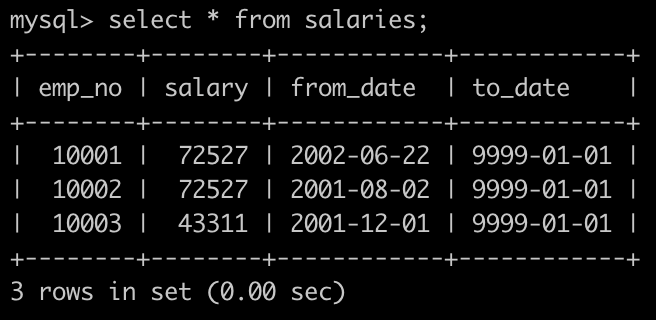 salaries表简况