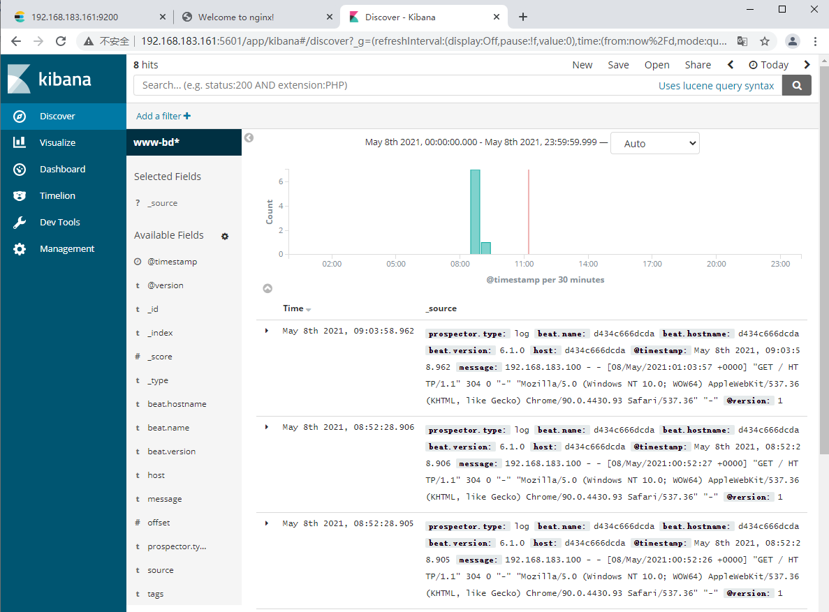 kibana Discover界面出No results found