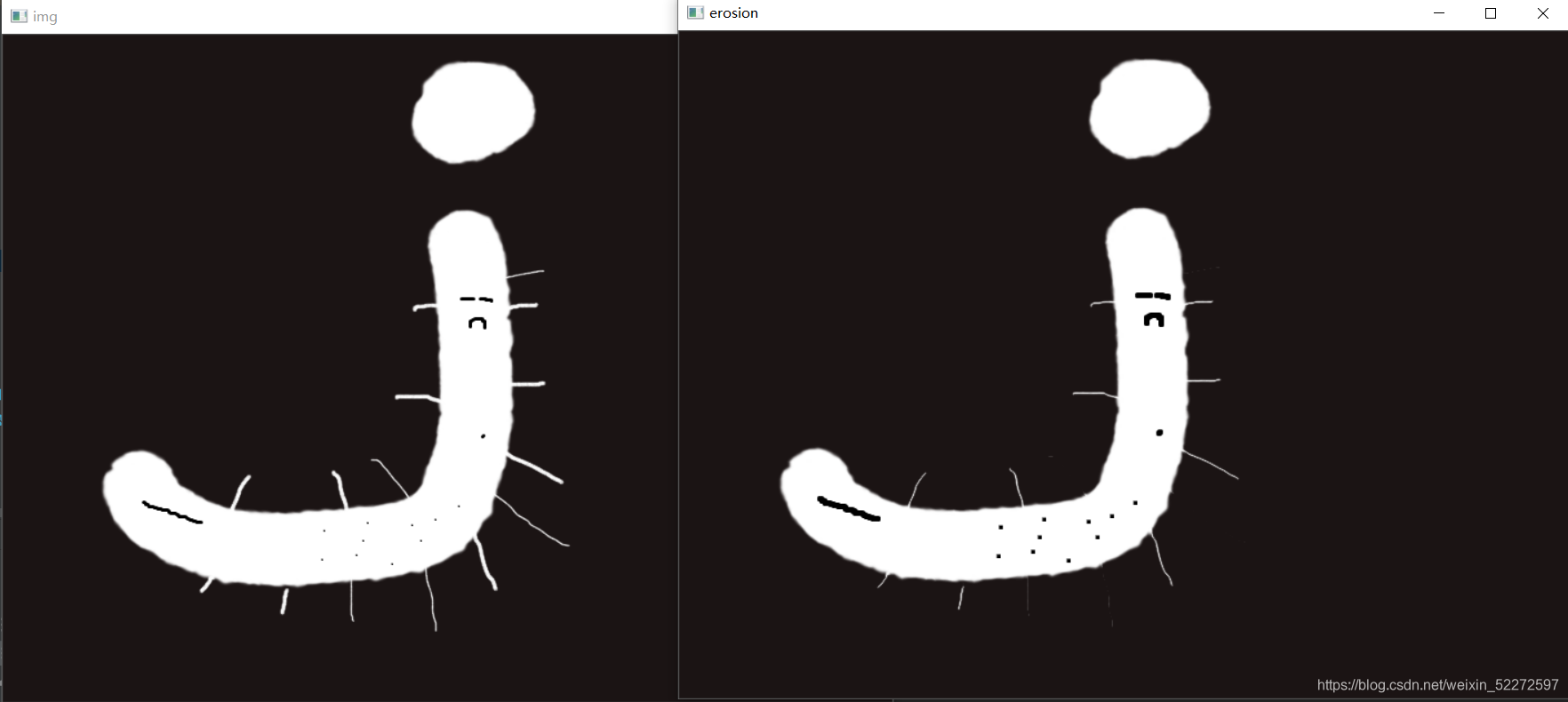 第一张是原图，第二张是腐蚀后的图
