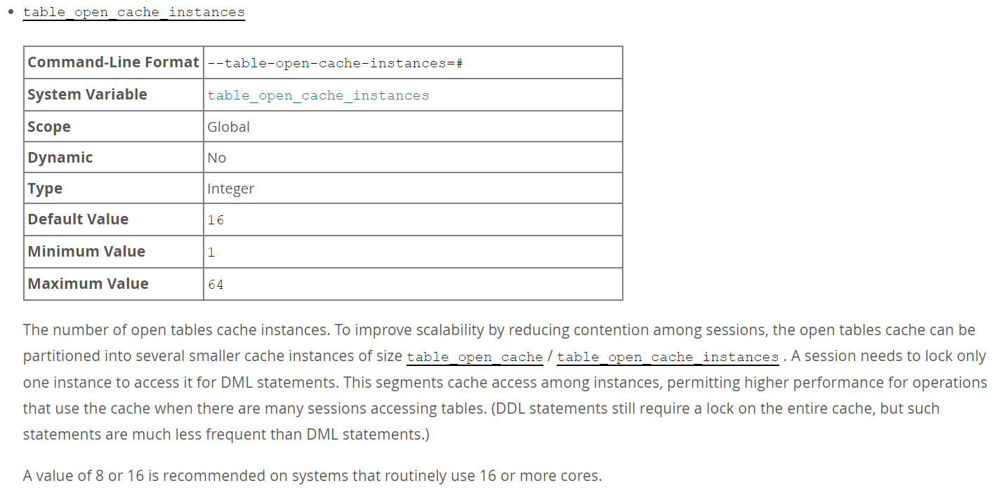 table_definition_cache和table_open_cache以及table_open_cache_instances