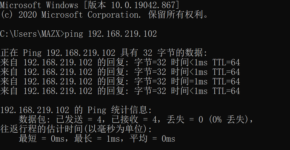 主机 -> 虚拟机ping成功