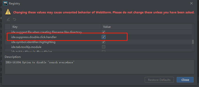 webstorm、pycharm禁用双击shift打开搜索框