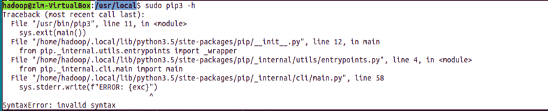 Ubuntu下执行sudo pip3 -h命令报错，pip3安装不成功