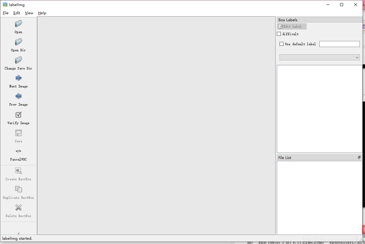 这个就是labelimg的软件界面了