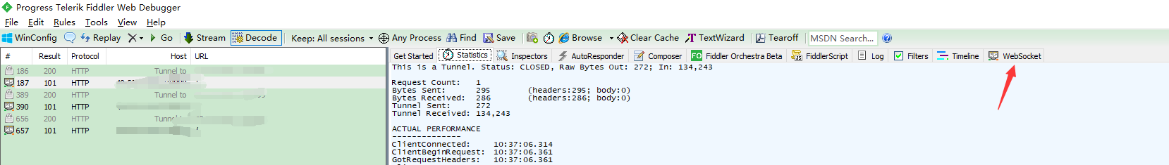 Fiddler使用教程(三):抓取websocket请求_fiddler websocket-CSDN博客