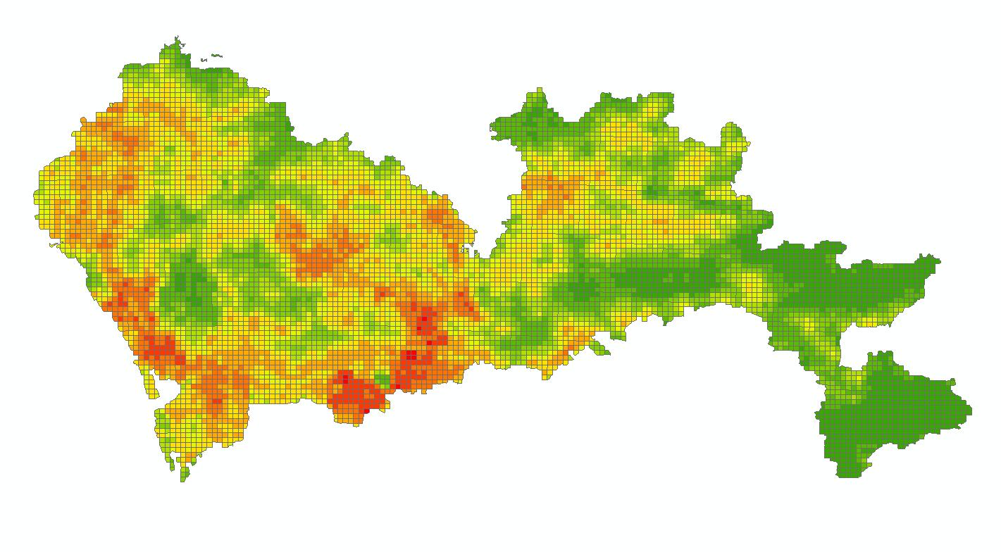 ArcGIS中统计渔网中栅格人口密度