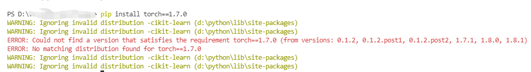 ERROR: Could not find a version that satisfies the requirement torch==1 ...