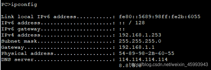 在PC上可以查看到已经DHCP到了地址
