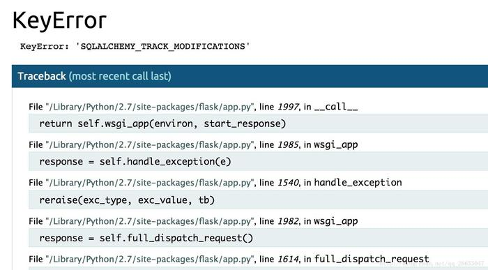 flask-sqlalchemy中出现的 KeyError: ‘SQLALCHEMY_TRACK_MODIFICATIONS‘错误