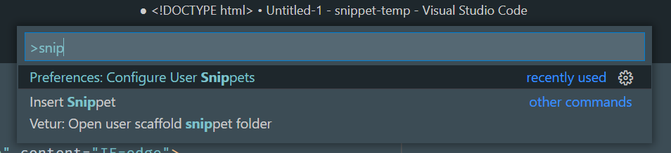 VS Code snippets