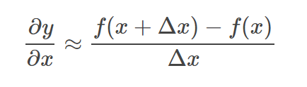 ∂y∂x≈f(x+Δx)−f(x)Δx
