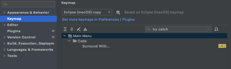 Mac os中idea使用try catch快捷键