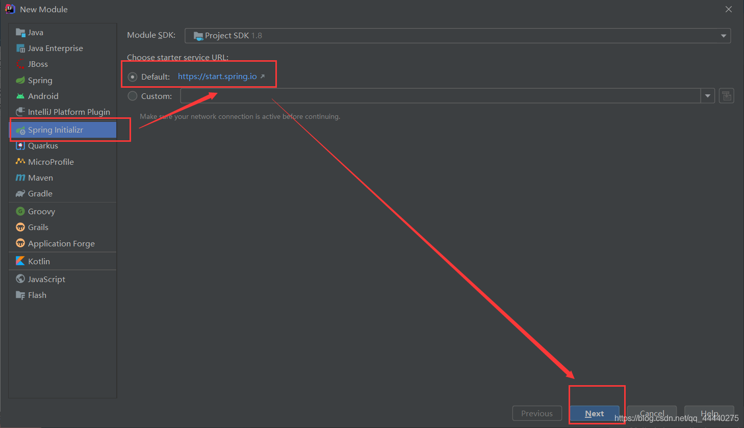 IDEA—>File—>new project—>Spring Initializr: