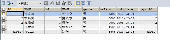 MySQL数据库多表查询