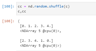 mxnet.ndarray.random.shuffle、numpy.random.shuffle、random.shuffle的区别(书写格式和输入区别）