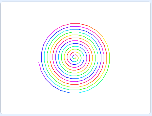 【蓝桥杯国赛真题03】scratch画彩色圆形螺旋 少儿编程蓝桥杯scratch