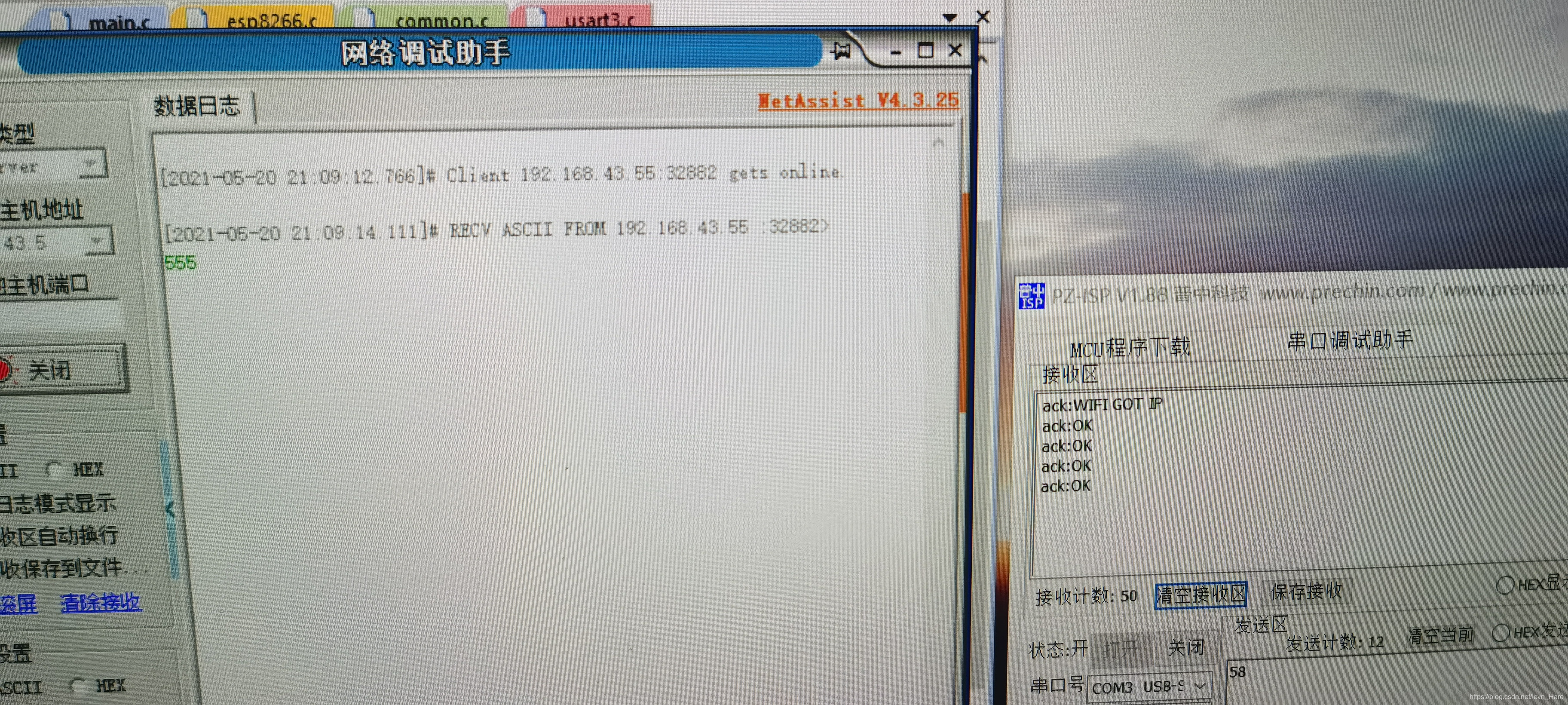 串口调试助手里是反馈字符