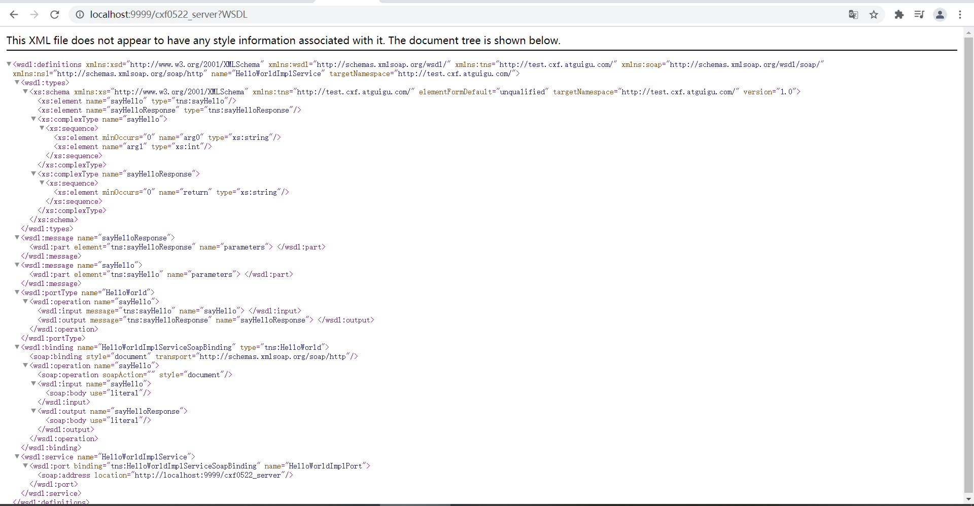 使用CXF发布Service接口报错：No binding operation info while invoking unknown