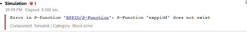 matlab: Error in S-function ‘BPPID/S-Function‘: S-Function ‘exppidf‘ does not exist 问题解决