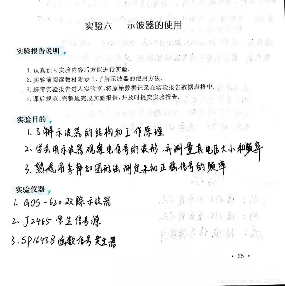 大学物理实验报告六 示波器的使用 小丞同学 Csdn博客 大学物理实验报告六 示波器的使用 小丞同学 Csdn博客