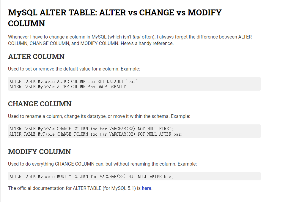 Alter Vs Change Vs Modify