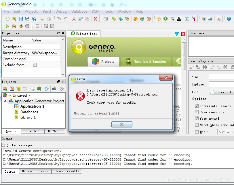 Genero Studio导入ds Sch失败处理办法 Error Importing Schema File Check Ouput View For Datails Mod Db3 Q的博客 程序员宅基地 程序员宅基地