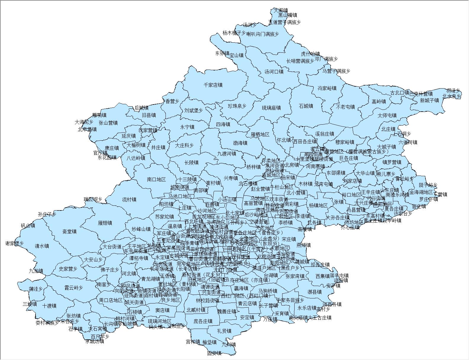 北京市行政边界划分矢量图
