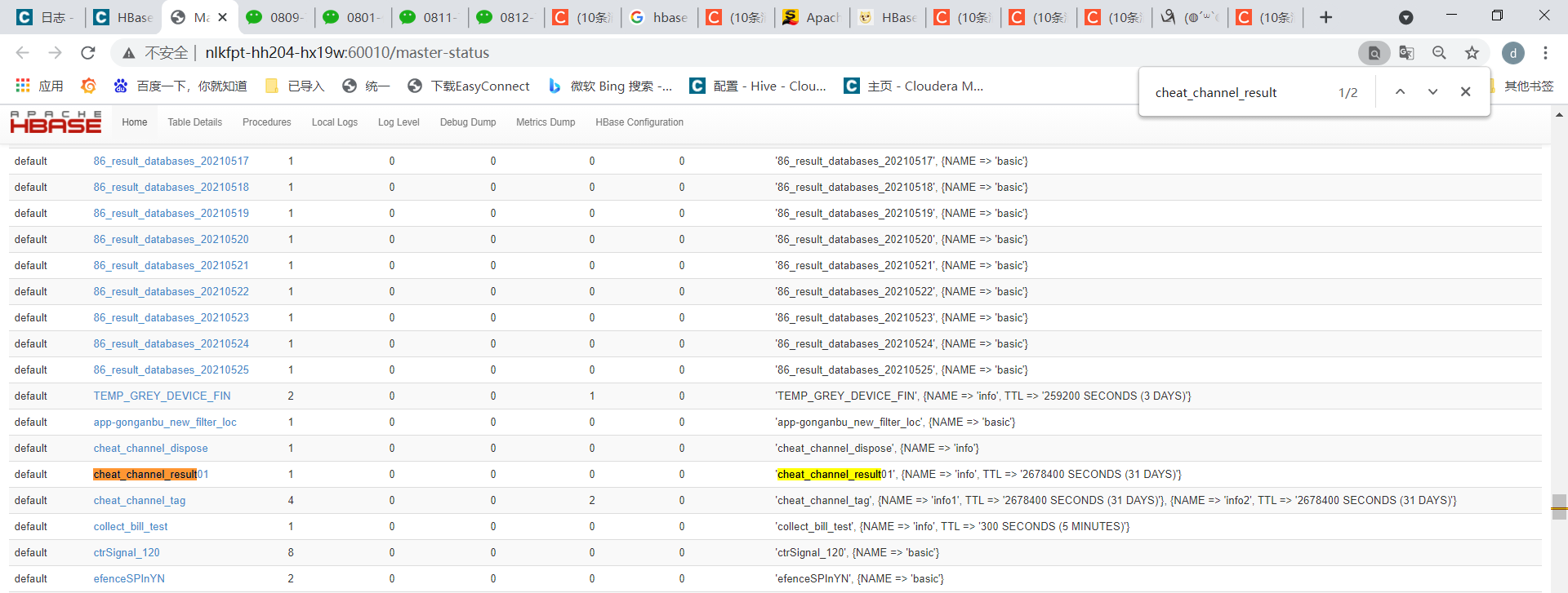hbase问题hbase表list存在，ui页面存在，但是无法disable,drop,create_hbase error