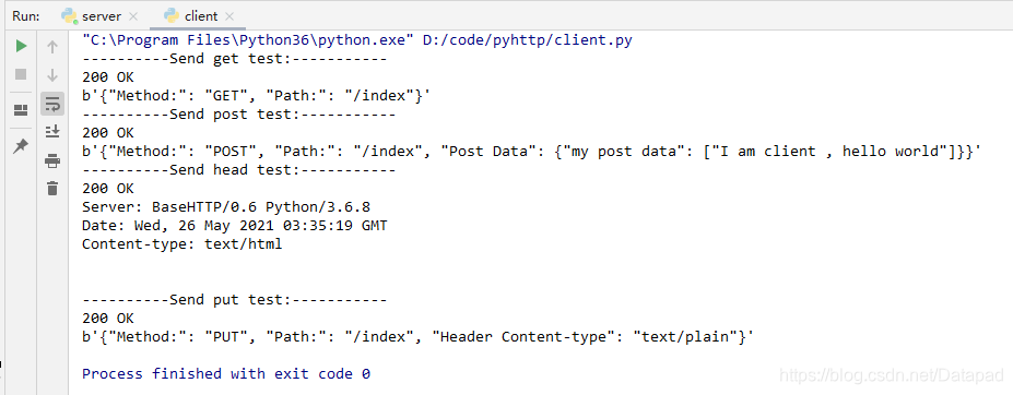 【Python 基础】网络编程 - Python写一个简单的HTTP服务端和客户端,实现Client/Server交互_client ...
