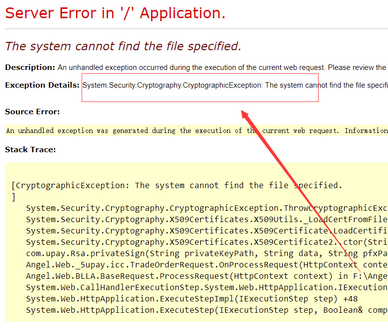 System security cryptography cryptographicexception не удается найти указанный файл