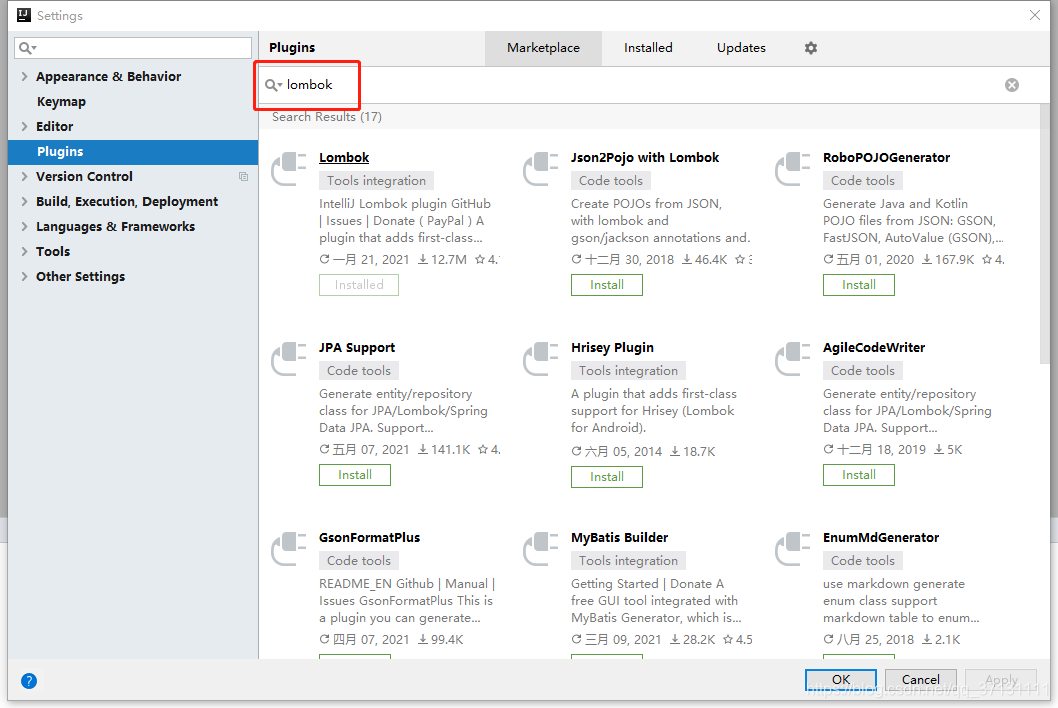 Intellij IDEA 安装lombok详细步骤