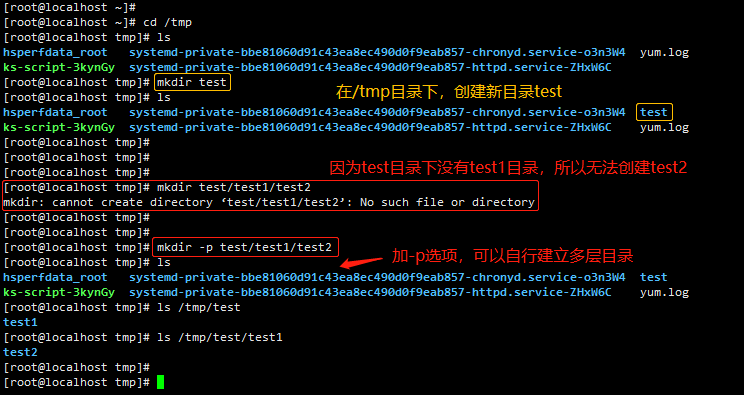 mkdir -p 新目录的路径