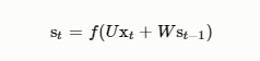 st=f(Uxt+Wst−1)