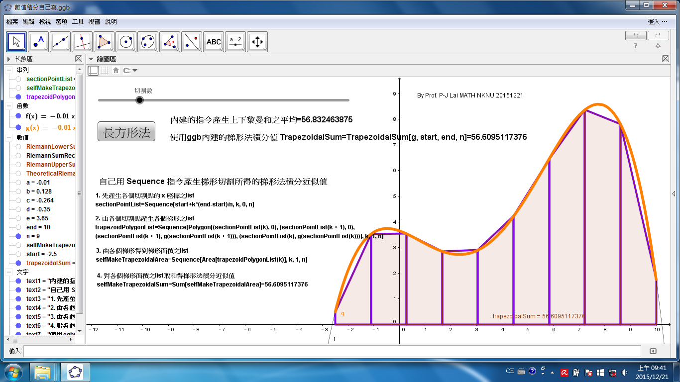 數值積分梯形法講解用 Sequence