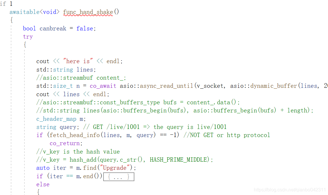 c++ 20 协程方式 websocket server