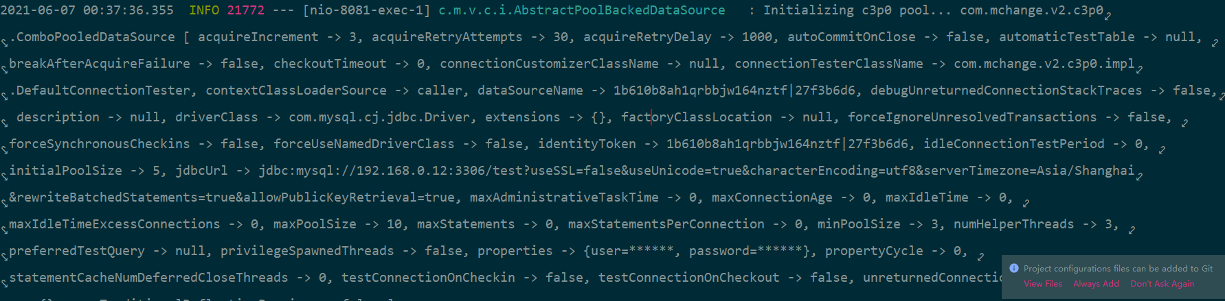 springboot配置C3P0数据库连接池