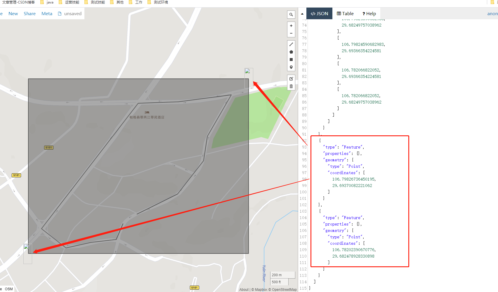 路线坐标绘制(满足GeoJson规范定义的type为MultiLineString的Geometry对象的coordinates部分 ...