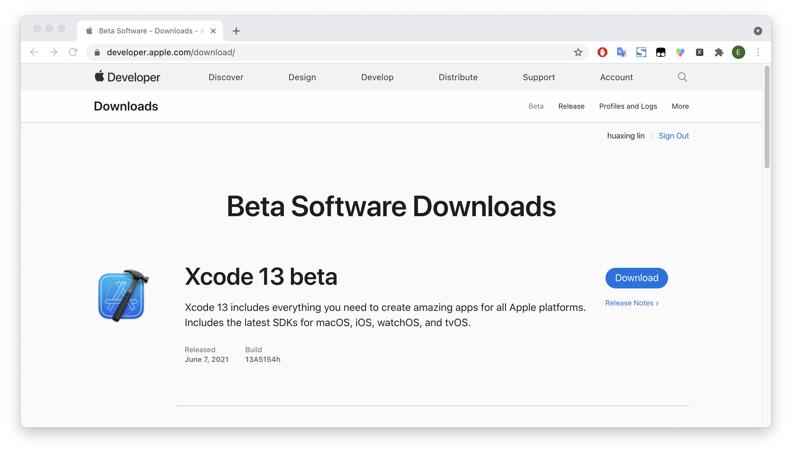 Download Xcode 13 beta