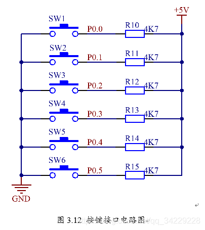图3.14  按键接口电路图