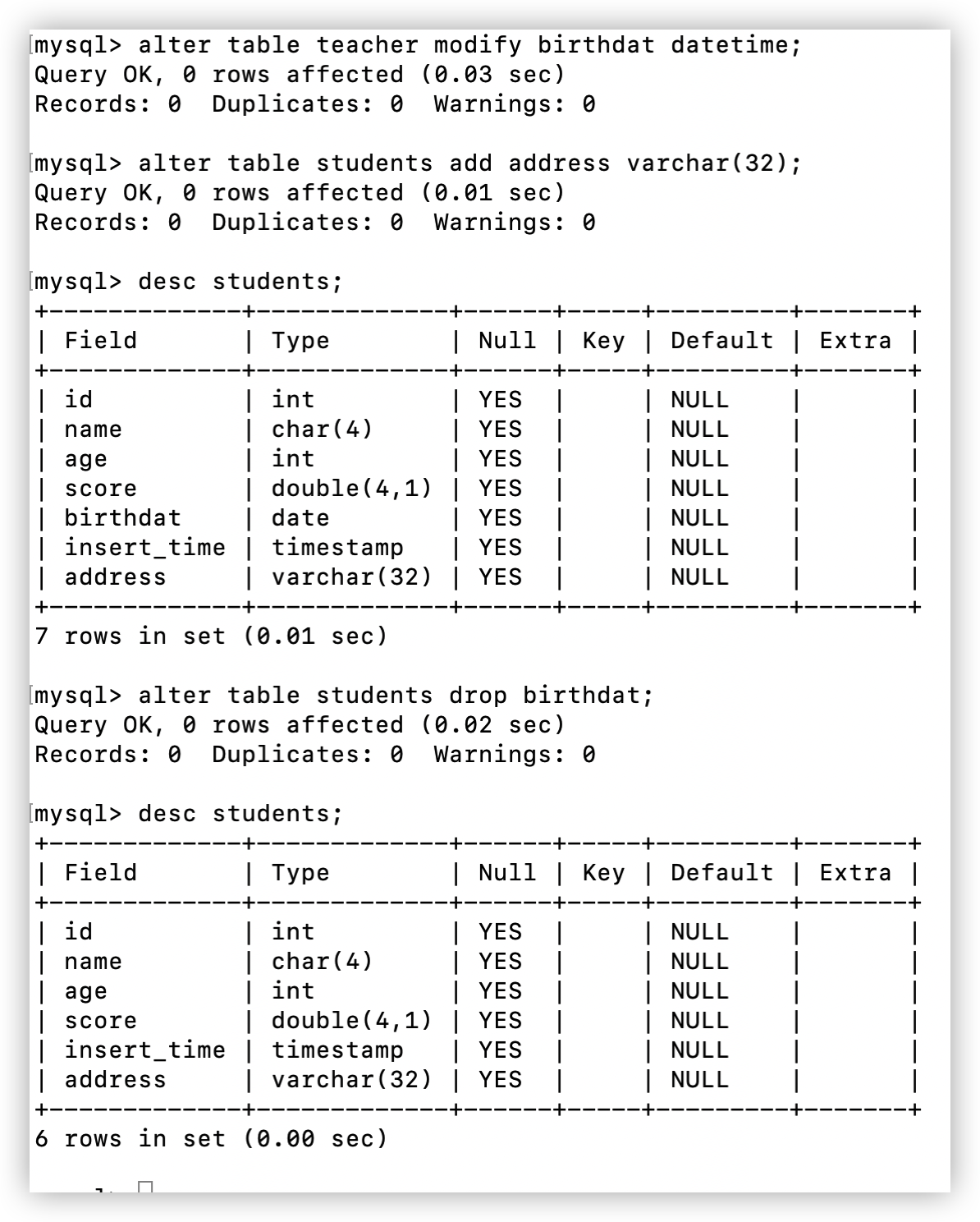ddl:操作数据库&表