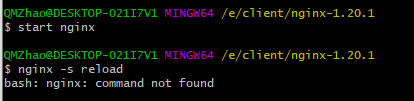nginx在gitbash错误提示
