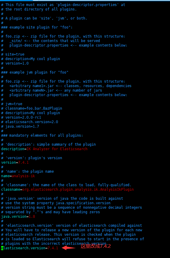 Plugin [analysis-ik] was built for Elasticsearch version 7.4.1 but version 7.4.2 is running