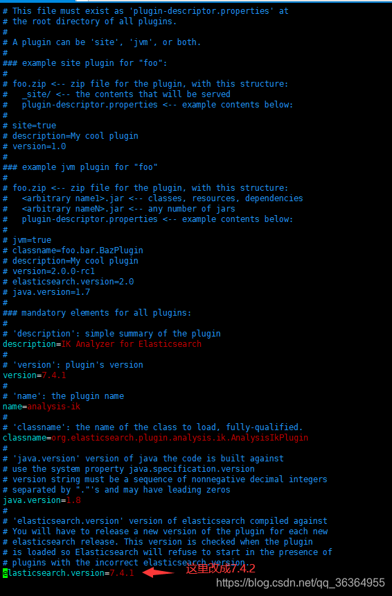 Plugin [analysis-ik] was built for Elasticsearch version 7.4.1 but version 7.4.2 is running